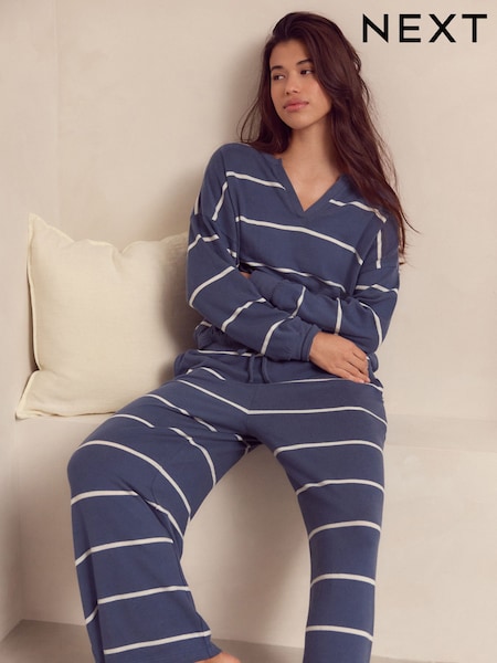 Blue Stripe Supersoft Long Sleeve Pyjamas (AL7839) | $55