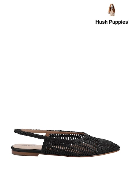 Negru - Balerine împletite Hush Puppies Dalia cu barete la spate (AL7902) | 596 LEI