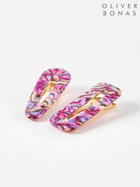Oliver Bonas Purple Zariah Shimmer Hair Clips Set of 2 (AL7938) | AED41
