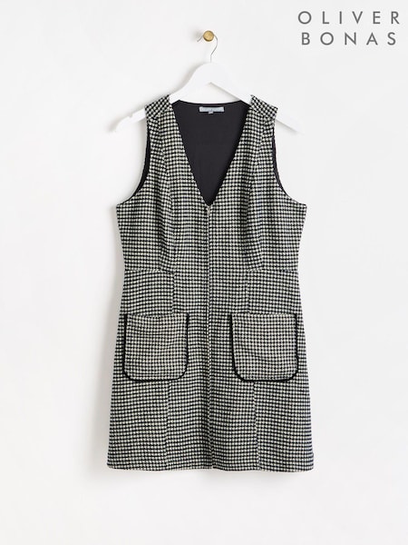 Oliver Bonas Black Checked Pinafore Mini Dress (AL7961) | €51