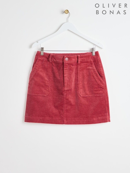 Oliver Bonas Pink Corduroy 100% Cotton Mini Skirt (AL7989) | €32