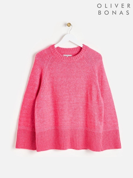 Oliver Bonas Pink Ribbed Trim Knitted Jumper (AL7991) | €38