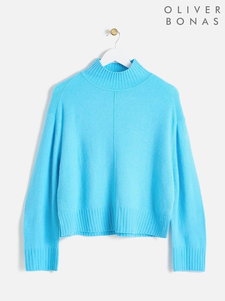 Oliver Bonas Blue Funnel Neck Knitted Jumper (AL8012) | AED174