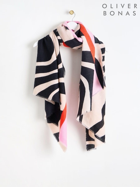 Oliver Bonas Monochrome Wave Colour Pop Midweight Scarf (AL8068) | 198 LEI
