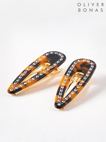 Oliver Bonas Ricky Faux Tortoiseshell Resin Hair Clips Set Of 2 (AL8081) | kr340
