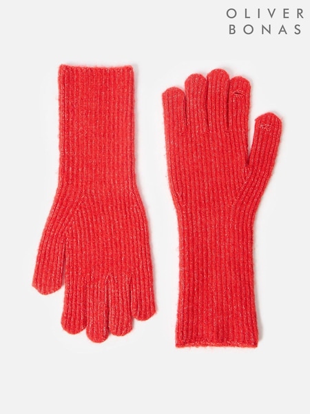Oliver Bonas Red Rib Knitted Gloves (AL8100) | €31