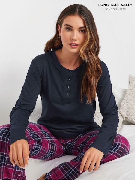 Long Tall Sally Long Sleeve Placket 100% Cotton Pyjamas Top (AL8140) | ‏84 ر.ق.