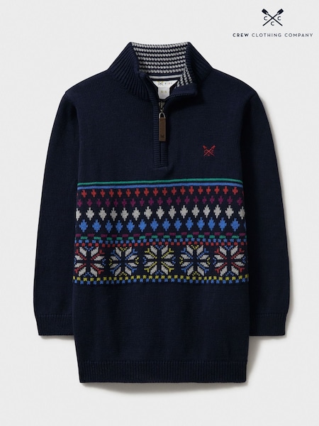 Crew Clothing Company Blue Fairisle Pattern Half Zip Jumper (AL8240) | 1,923 UAH - 2,403 UAH
