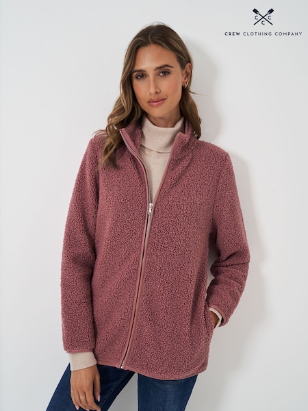 ורוד - Crew Clothing Company Natural Borg Zip Through Fleece (AL8241) | ‏347‏₪