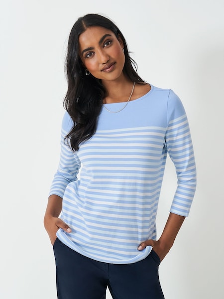 Albastru - Crew Clothing Ultimate Breton Long Sleeve Striped 100% Cotton Top (AL8246) | 203 LEI