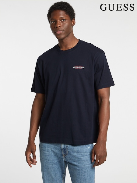Guess Jeans Navy Back Print Graphic Logo 100% Cotton T-Shirt (AL8281) | €23