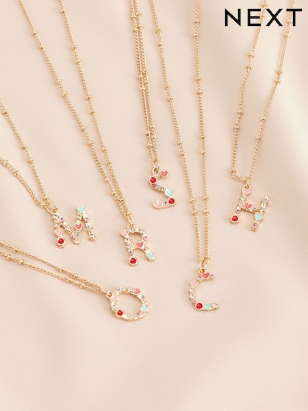 Gold Tone Initial Heart Necklace (AL8342) | $11