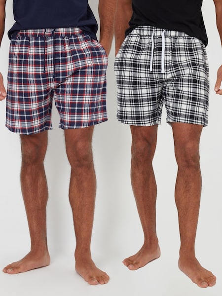 Threadbare Brushed 100% Cotton Flannel Check Lounge Shorts 2 Pack (AL8373) | €29