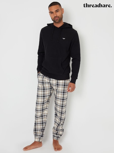 Threadbare Black/ Ecru Hoodie and Check Pant Pyjama Set (AL8386) | €40