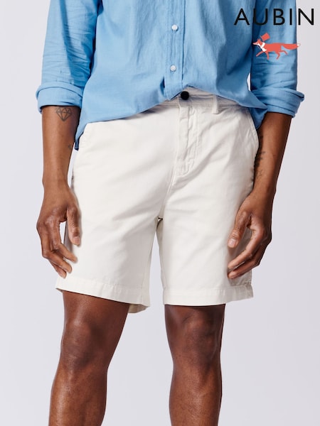 Alb - Pantaloni scurți chino Aubin Stamford Albastru 100% bumbac (AL8562) | 559 LEI
