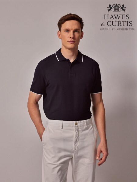 Hawes & Curtis Blue Tipped Mercerised Cotton Polo Shirt (AL8564) | ‏113 د.إ.‏