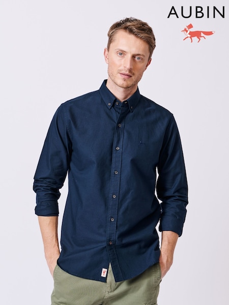 Aubin Blue Navy Alder Oxford 100% Cotton Shirt (AL8567) | €105