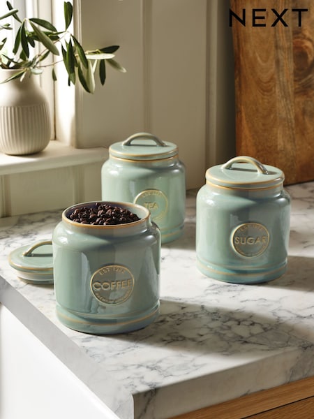 Sage Green Country Badge Set of 3 Storage Jars (AL8580) | €40