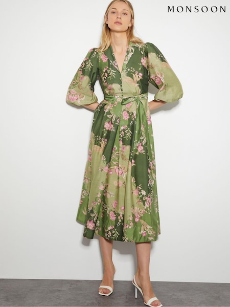 Monsoon Green Adela Shirt Dress (AL8610) | €95