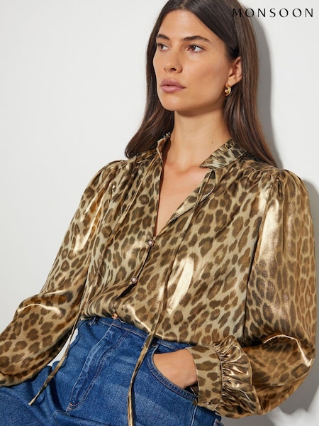 Monsoon Gold Lena Leopard Print Blouse (AL8626) | €39