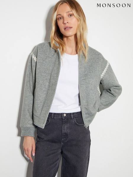 Monsoon Elodie Stitch Bomber Jacket (AL8631) | 465 LEI