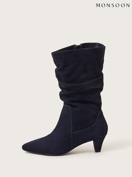 Monsoon Blue Nina Suede Ruched Boots (AL8642) | AED351
