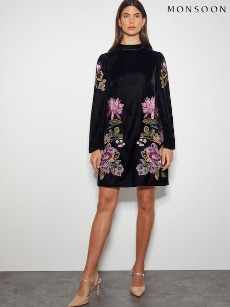 Monsoon Freya Embroidered Velvet Tunic Dress (AL8643) | €87