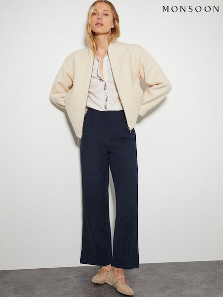 Monsoon Blue Samira Corduroy Wide Leg Trousers (AL8645) | 170 QAR