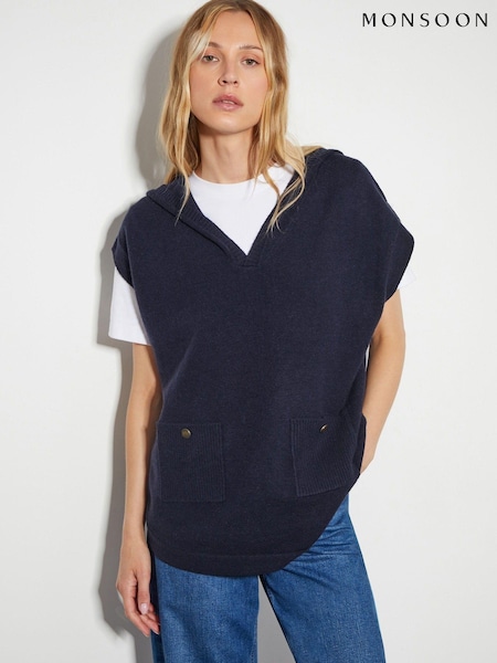 Monsoon Blue Hooded V-Neck Sweater Vest (AL8658) | 2,944 UAH