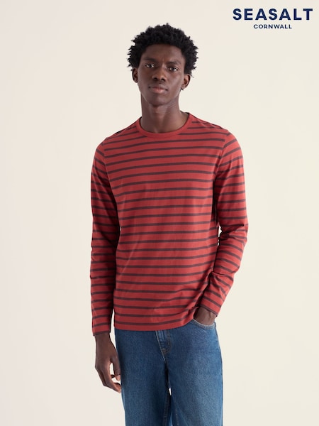 Red - Regular Seasalt Cornwall Crew Neck Sailor Long Sleeve T-shirt