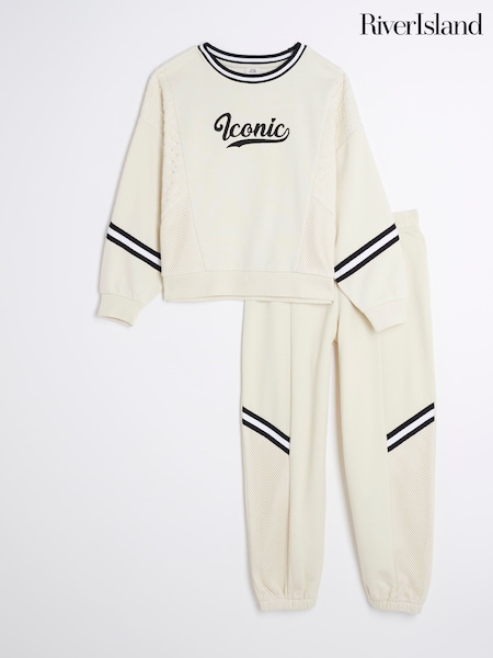 River Island Girls Lace Blocked 100% Cotton Sweat Top Set (AL8735) | 261 LEI