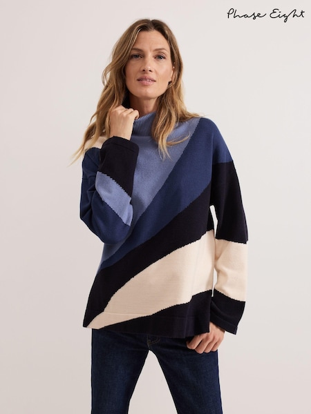 Phase Eight Blue Sabrina Swirl Jumper (AL8767) | €56