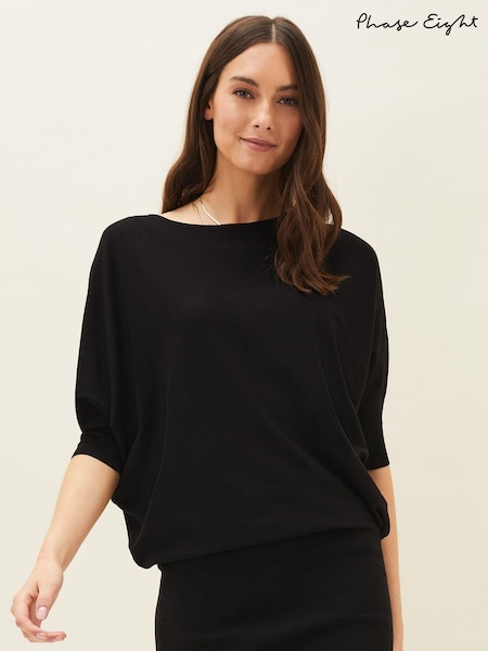 Phase Eight Black Becca Batwing Knitted Dress (AL8773) | $228