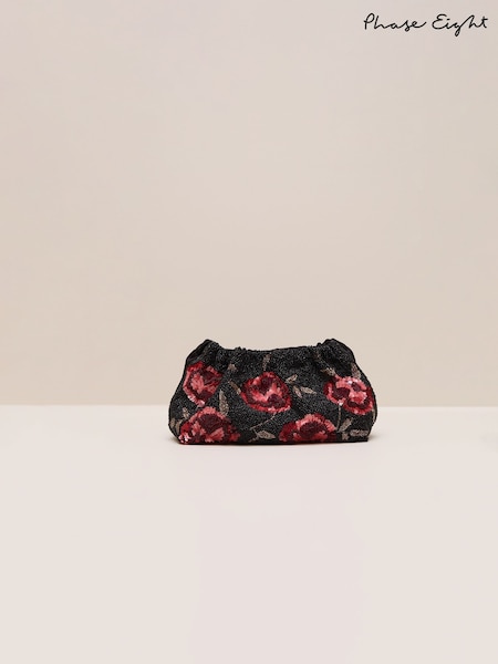 Phase Eight Black Rose Beaded Clutch (AL8775) | 440 QAR