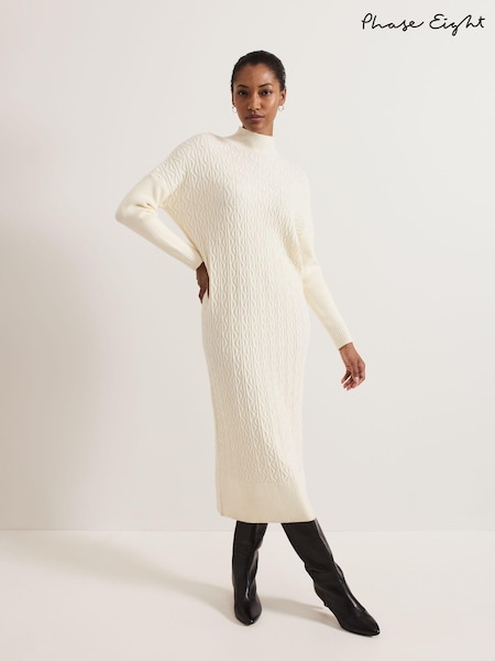 Phase Eight White Cadie Cable Dress (AL8777) | €63