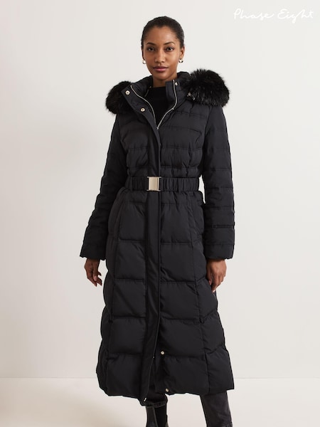 Phase Eight Black Dixie Long Puffer Coat (AL8781) | ₪1,152