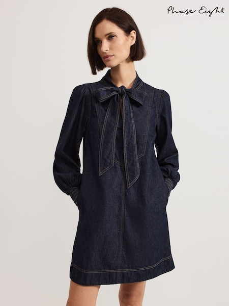 Phase Eight Blue 100% Cotton Geneve Denim Dress (AL8791) | ₪598