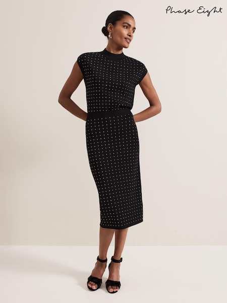 Phase Eight Black Kendall Stud Skirt (AL8801) | 195 QAR