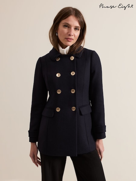 Phase Eight Blue Petite Aurelie Wool Peacoat (AL8811) | €114