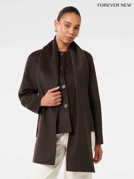 Forever New Brown Stella Scarf Coat (AL8866) | €114