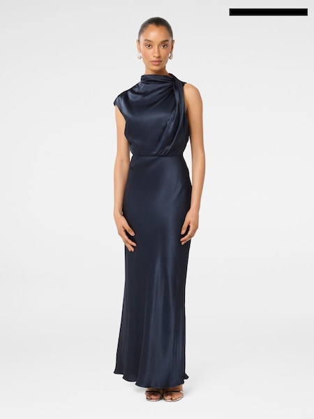 Forever New Blue Sienna Petite High Neck Satin Maxi Dress (AL8868) | €92