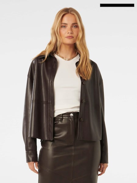 Forever New Brown Margot Vegan Leather Shacket (AL8875) | €75