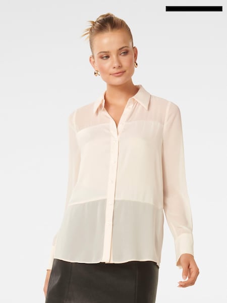 Forever New Cream Scout Sheer Panelled Shirt (AL8882) | €44