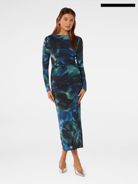 Forever New Blue Loretta Ruched Jersey Midi Dress (AL8912) | €75