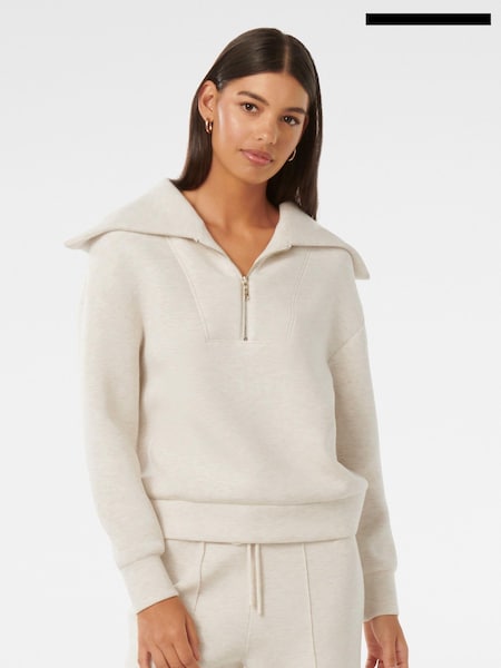 Forever New White Tiana Loungewear Zip Front Sweatshirt (AL8915) | €39