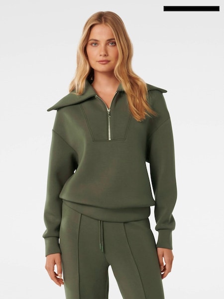 Forever New Green Tiana Loungewear Zip Front Sweatshirt (AL8917) | €39
