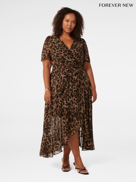Forever New Brown Olivia Curve Wrap Midi Dress (AL8928) | €70