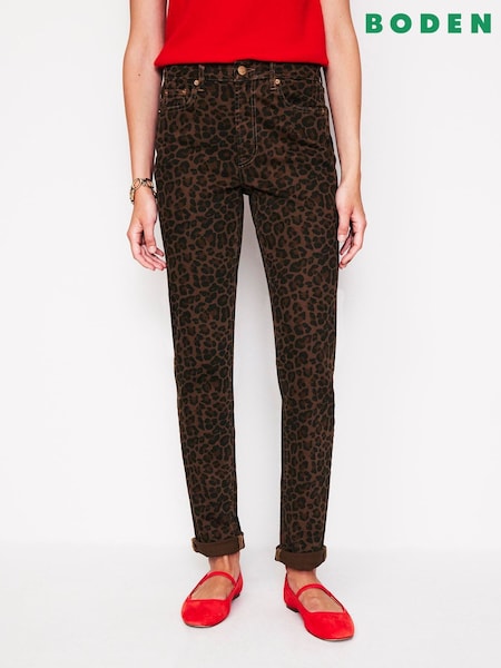 Boden Brown Leopard Girlfriend Jeans (AL8935) | AED366