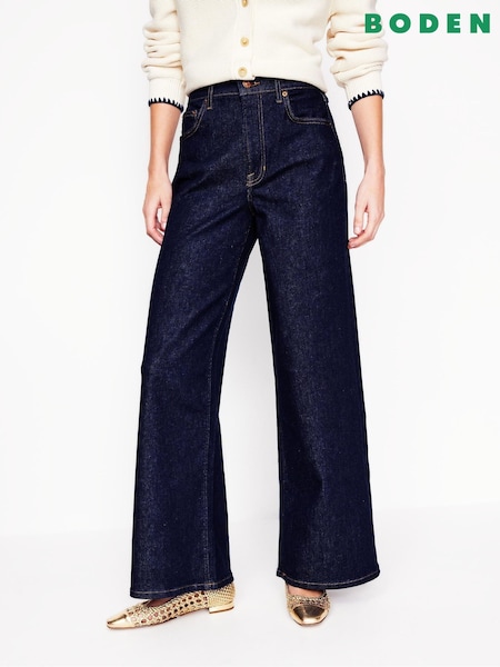 Boden Blue High Rise Wide Leg Jeans (AL8937) | €152