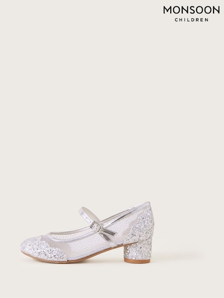 Monsoon Silver Annabelle Mesh Glitter Shoes (AL8957) | €36 - €42